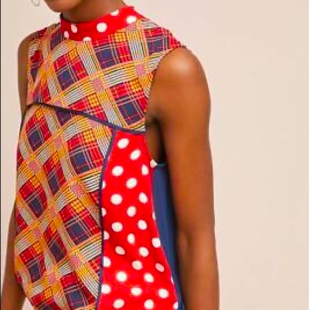 Anthropologie Evelyn Mock Neck Sleeveless Blouse